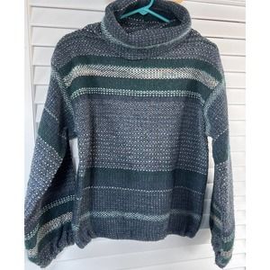Jane Frenke's Loom Room Hand Woven Long Sleeve Sweater Top Cowl Neck